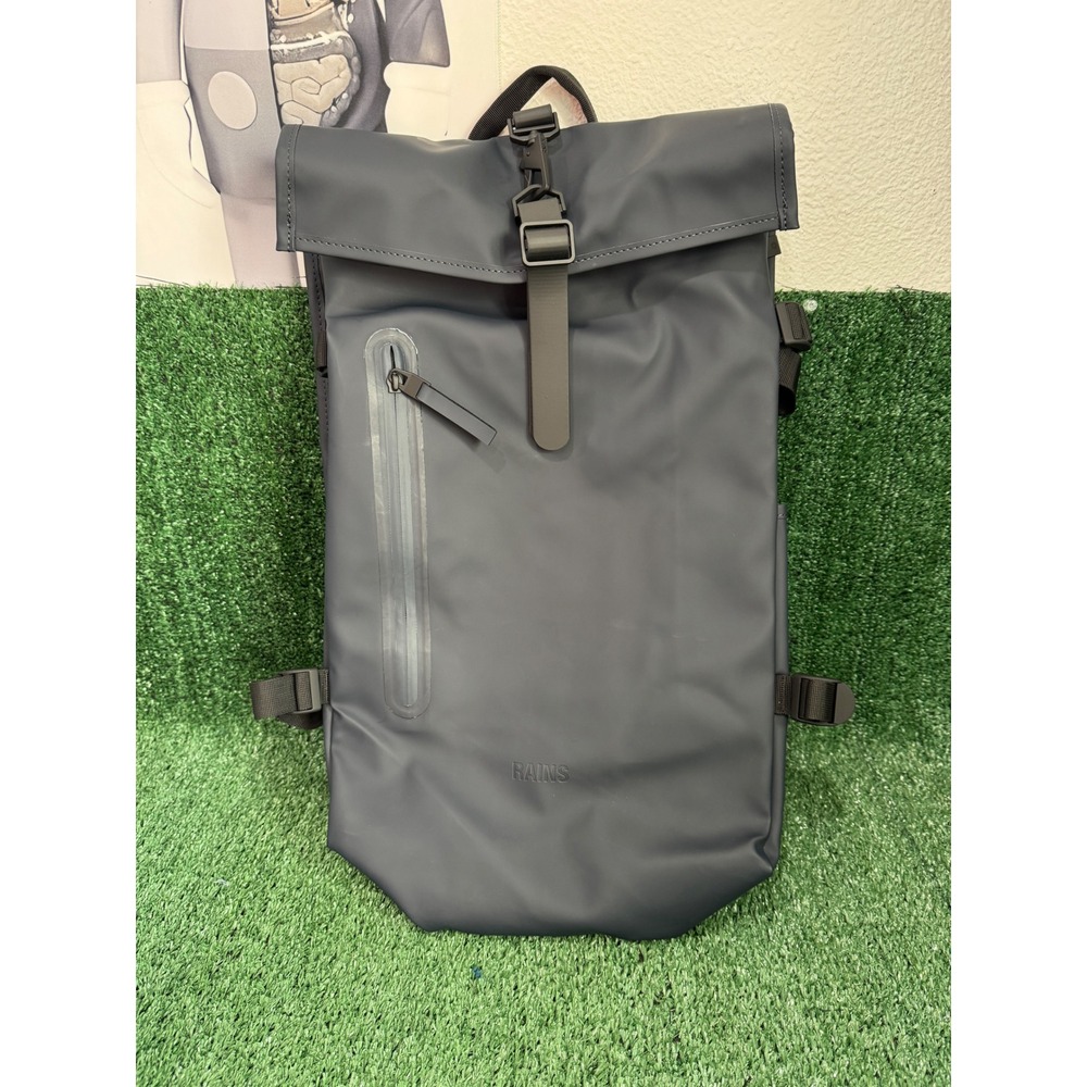 Rains Roll Top Backpack Waterproof Black Laptop Bag